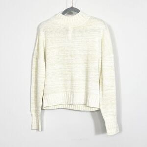NSR Mock Neck Sweater Large Long Sleeve Cream Gold Sparkle Thread CT10514 New